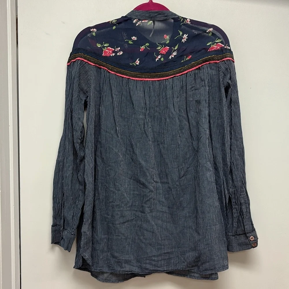 Free People Women’s Long Sleeve Floral Tunic Blouse Size Small